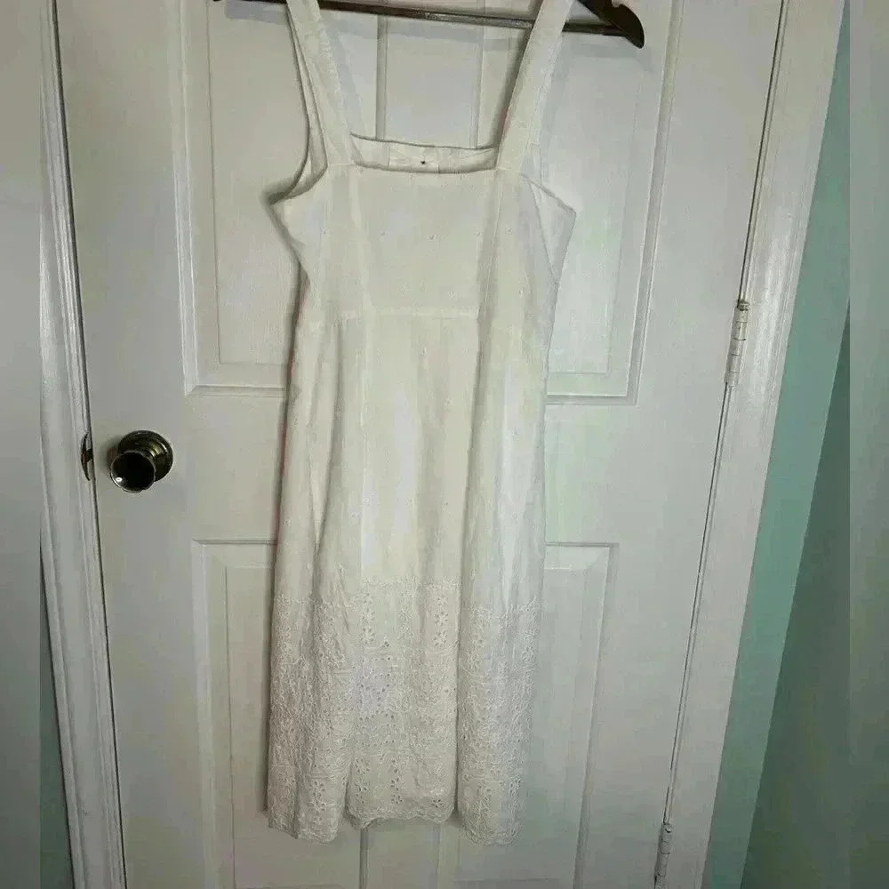 Gap Button-Front Lace Midi Dress - Size 00 - White - Picture 2 of 6